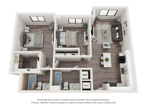 Bodil 2 Bedroom 2 Bathroom Floor Plan at Bay Village1, Florida