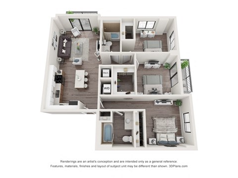 3 Bed 2 Bath Floor Plan at Bay Village1, Palmetto Bay, 33157