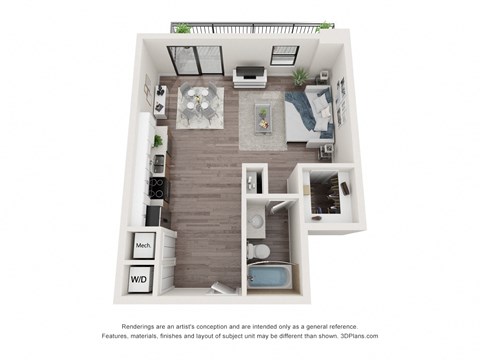 0 Bed 1 Bath Floor Plan at Bay Village1, Palmetto Bay, FL