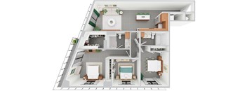 C, 3 bed 2 bath | 1224 sq ft | Alvorada on the Bay in North Miami Beach, FL