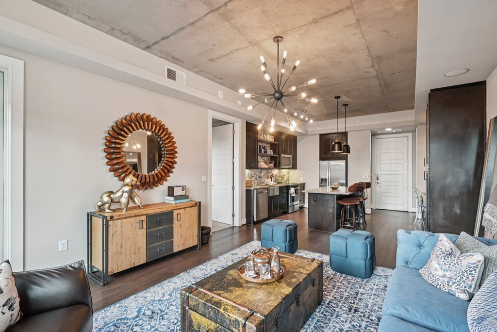 The Case Building Apartments in Dallas, TX 1 Bedroom Living Room