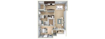 1 Bedroom Deluxe Floorplan at Capital Grand in Tallahassee, FL