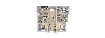 3 Bedroom Deluxe Floorplan at Capital Grand in Tallahassee, FL