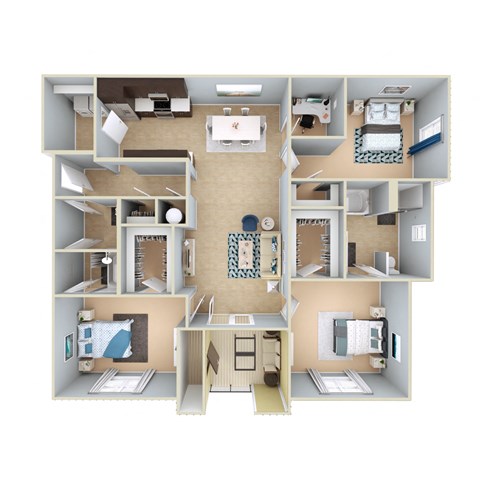 3 Bedroom Deluxe Floorplan at Capital Grand in Tallahassee, FL