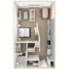 1 Bedroom | Cavalli at Iron Horse Station | North Richland Hills A1, 1 Bedroom Floor Plan at Cavalli at Iron Horse Station in North Richland Hills, TX