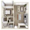 1 Bedroom | Cavalli at Iron Horse Station | North Richland Hills A2, 1 Bedroom Floor Plan at Cavalli at Iron Horse Station in North Richland Hills, TX