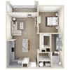 1 Bedroom | Cavalli at Iron Horse Station | North Richland Hills A4, 1 Bedroom Floor Plan at Cavalli at Iron Horse Station in North Richland Hills, TX