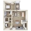 1 Bedroom | Cavalli at Iron Horse Station | North Richland Hills A5, 1 Bedroom Floor Plan at Cavalli at Iron Horse Station in North Richland Hills, TX
