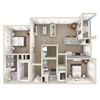 2 Bedroom | Cavalli at Iron Horse Station | North Richland Hills B3, 2 Bedroom 3D Floor Plan at Cavalli at Iron Horse Station Apartments in North Richland Hills, Texas, TX