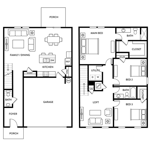 Verbena - 3 Bedroom 2.5 Bath 1,826 Sq. Ft. Floor Plan