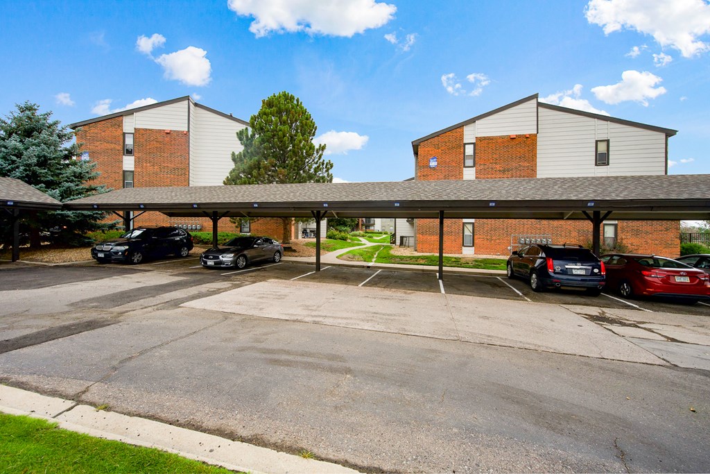 Greensview Apartments Community Buildings Exterior and Carports in Aurora, Colorado, CO