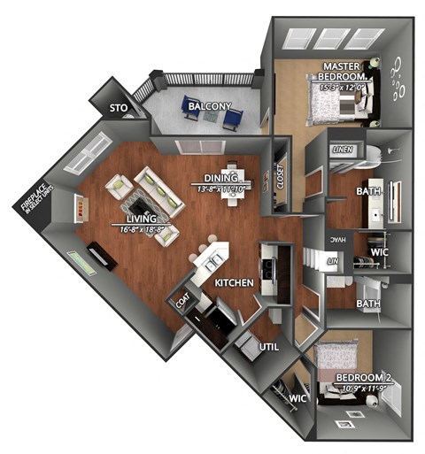 B3 Floor Plan at Creekside on Parmer Lane Apartments in Austin, Texas, TX