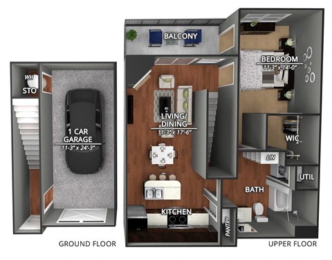 CU1 Floor Plan at Creekside on Parmer Lane Apartments in Austin, Texas, TX