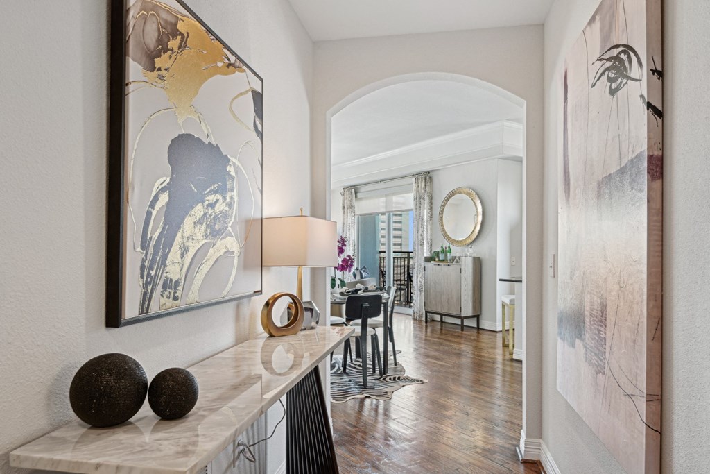 Model foyer leading into apartment at Dominion Post Oak apartments in Houston, TX