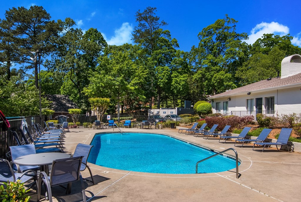 pool with trees at the background at Dunwoody Pointe in Sandy Springs, GA