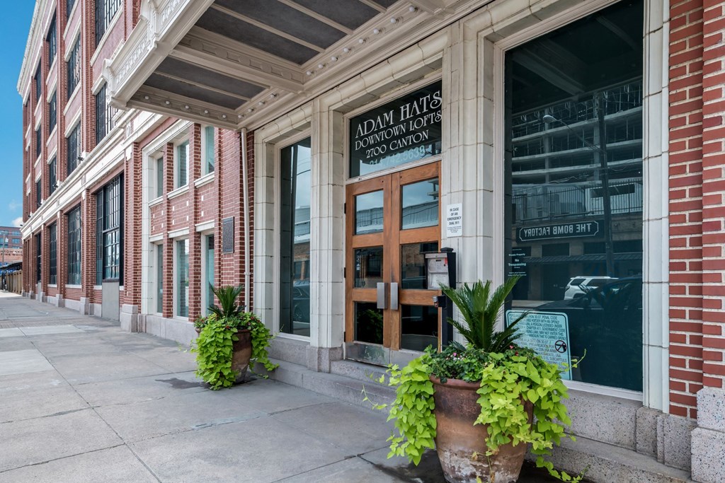 Building Entrance at Adam Hats Lofts in Deep Ellum, Dallas, Texas, TX
