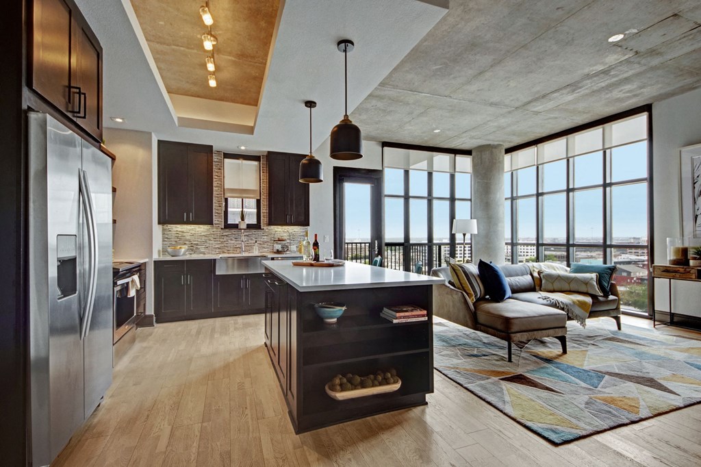 Modern Kitchen Design With Island at The Case Building, Texas