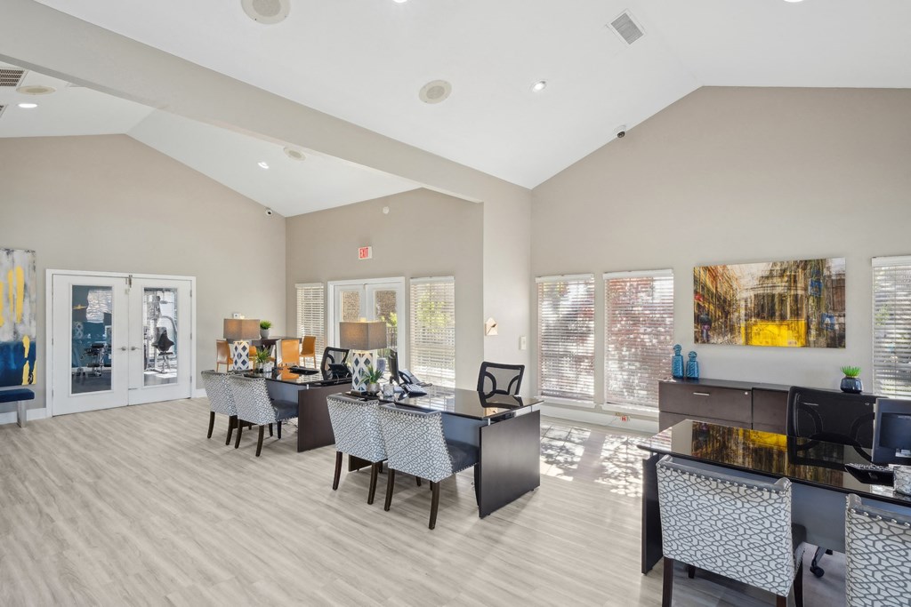 Leasing desks at Davenport Apartments in Dallas, TX