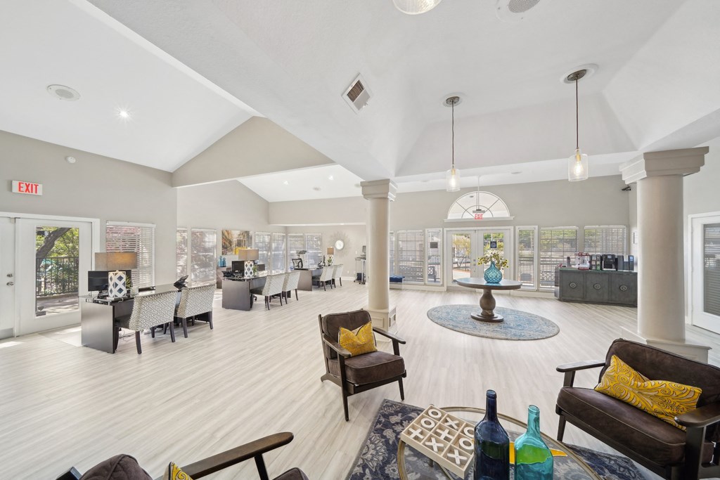 Interior of leasing office and clubhouse at Davenport Apartments in Dallas, TX