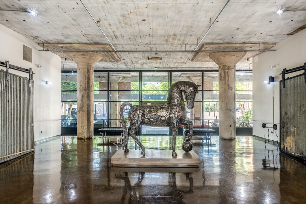 Statue of horse in Continental Lofts Lobby - Deep Ellum Lofts, Dallas, Texas, TX
