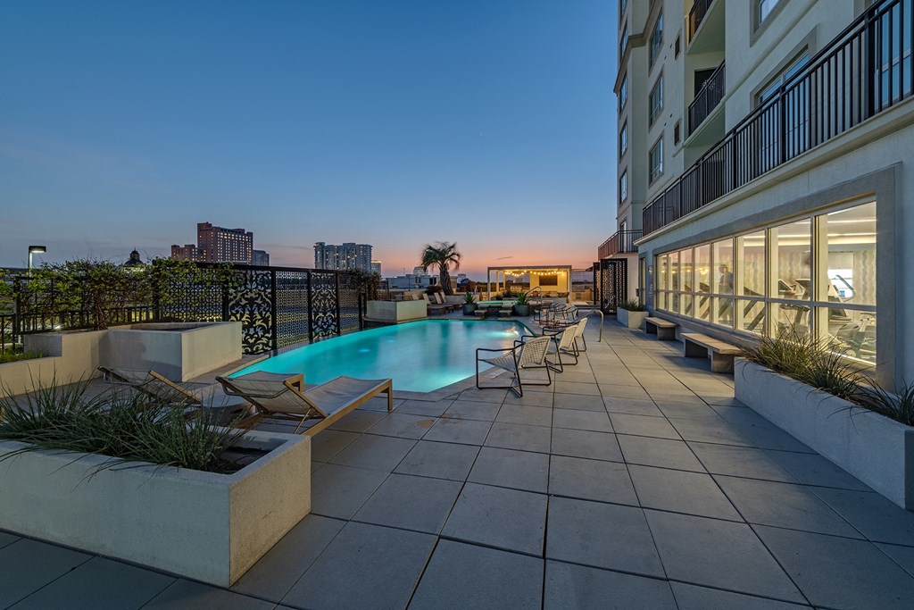Pool night view at Dominion Post Oak in Houston, TX