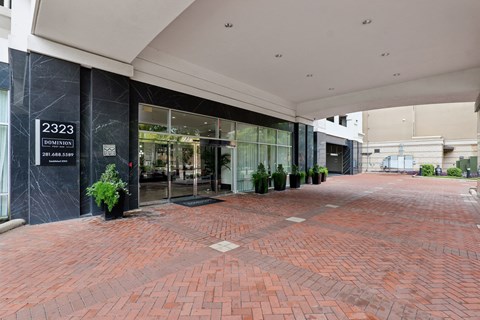 Building entrance at Dominion Post Oak in Houston, TX
