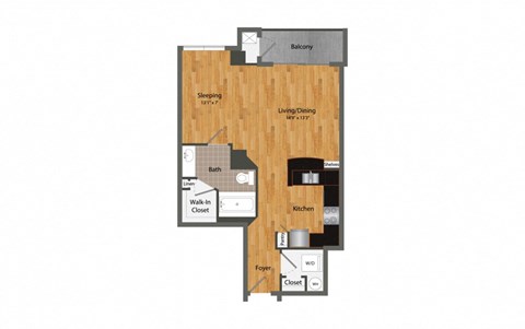 A1 studio floor plan at Dominion Post Oak in Houston, TX