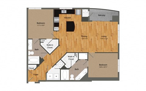 B2 floor plan at Dominion Post Oak in Houston, TX