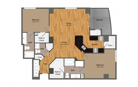 B4 floor plan at Dominion Post Oak in Houston, TX