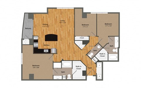 C1 floor plan at Dominion Post Oak in Houston, TX