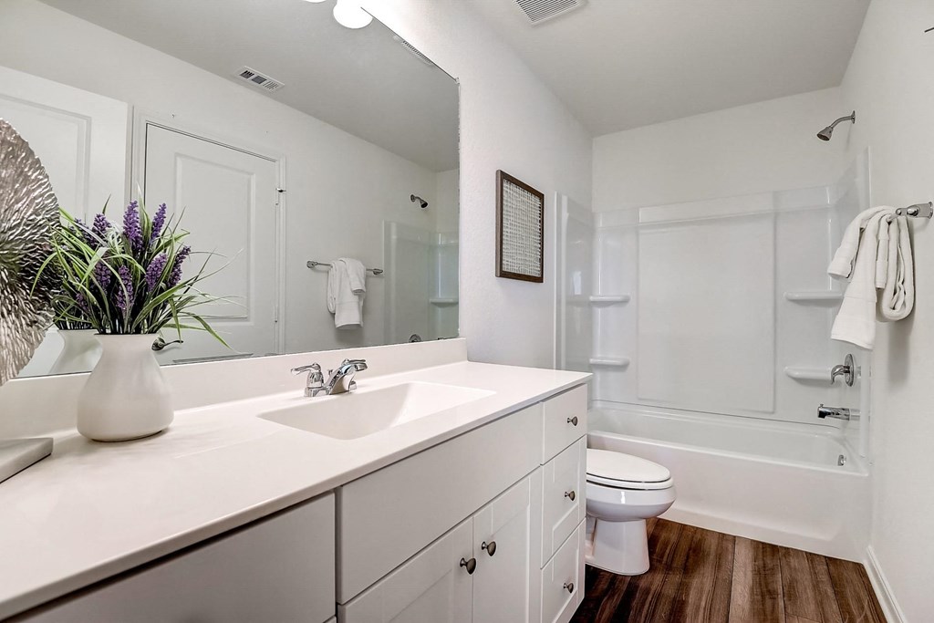 a bathroom with white walls and a toilet and a shower