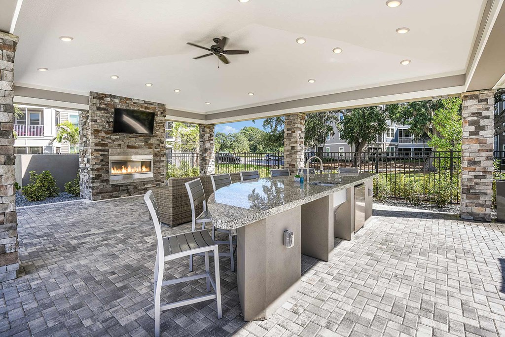 BBQ Area at  Dunedin Commons Apartment Homes in Dunedin, Florida, FL