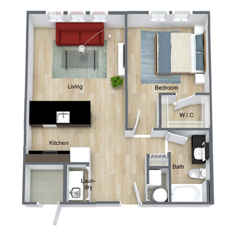 A1 Floor Plan at  Dunedin Commons Apartment Homes in Dunedin, Florida, FL