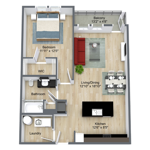 Areca Floor Plan at  Dunedin Commons Apartment Homes in Dunedin, Florida, FL