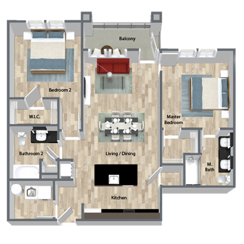 Coconut Floor Plan at  Dunedin Commons Apartment Homes in Dunedin, Florida, FL