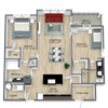 Foxtail Floor Plan at Dunedin Commons Apartment Homes in Dunedin, Florida, FL