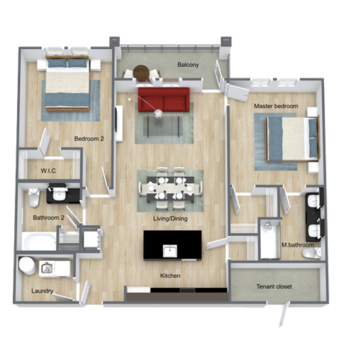Queen Floor Plan at  Dunedin Commons Apartment Homes in Dunedin, Florida, FL