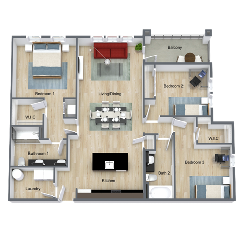 Royal Floor Plan at  Dunedin Commons Apartment Homes in Dunedin, Florida, FL