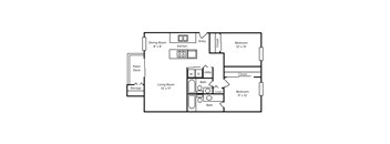 a floor plan of a house with a bedroom and a living room