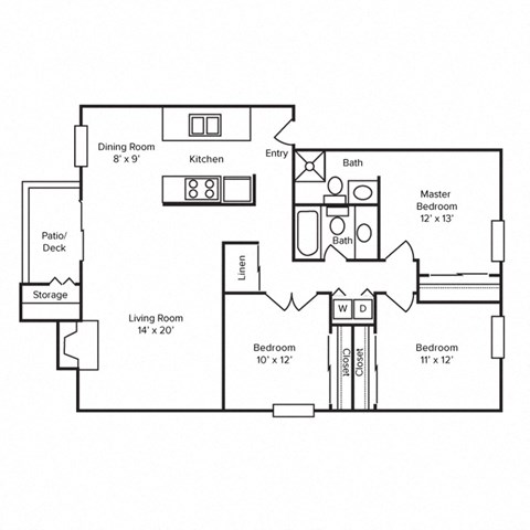 C2A Floor Plan at Dunwoody Pointe Apartments in Sandy Springs, Georgia, GA
