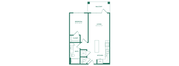 A1 Floor Plan with Balcony | Epoch on Eagle | Apartments in Denton, TX