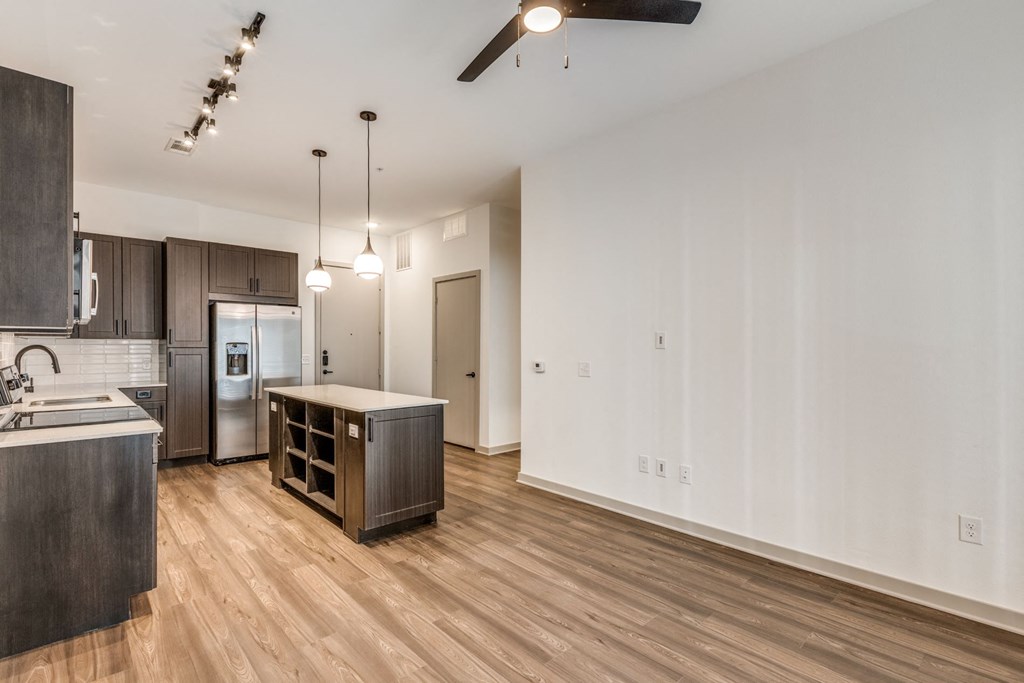 Contemporary Living and Kitchen Interior at Era Apartment in Denton, TX