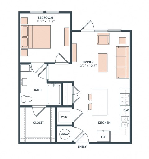 A2 floor plan at Era Apartment in Denton, TX