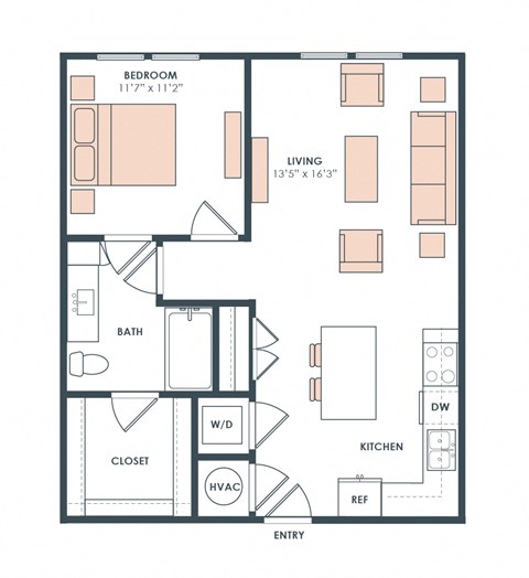 A2-1 floor plan at Era Apartment in Denton, TX
