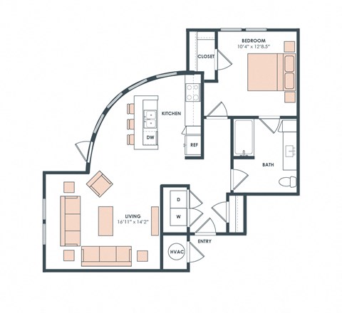 A7 floor plan at Era Apartment in Denton, TX
