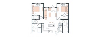 B2 floor plan at Era Apartment in Denton, TX