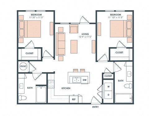 B2 floor plan at Era Apartment in Denton, TX