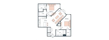 B3 floor plan at Era Apartment in Denton, TX