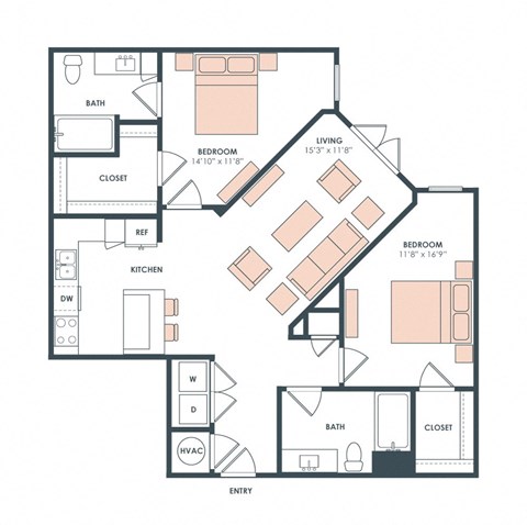 B3 floor plan at Era Apartment in Denton, TX