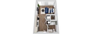 A 3D rendering of S1-1 floor plan at Era apartments in Denton, TX